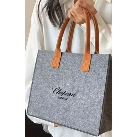 Chopard GENÈVE Black Logo Shopper Structured Felt Shoulder Crossbody Tote Bag - Picture 6 of 6